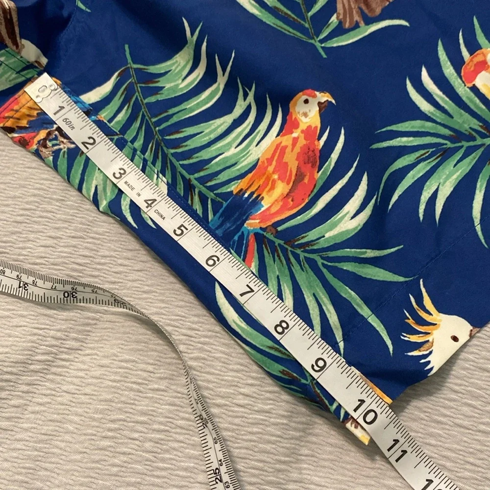 Caribbean Swim Trunks Mens 1XB Blue Tropical‎ Parrot Print Beach Cruise Pool NWT